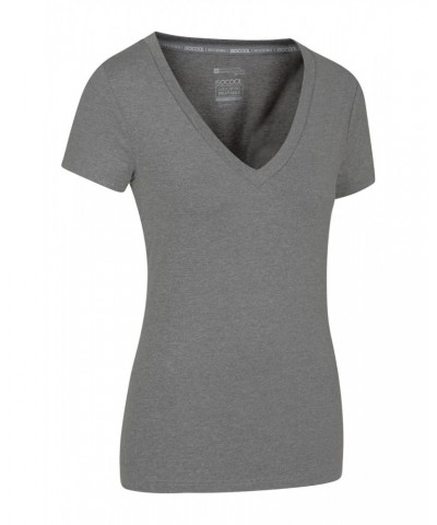 Vitality V Neck Womens Tee Dark Grey $15.38 Active