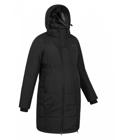 Maternity Amethyst Womens Long Insulated Jacket Black $34.50 Jackets