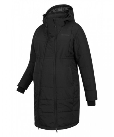 Maternity Amethyst Womens Long Insulated Jacket Black $34.50 Jackets