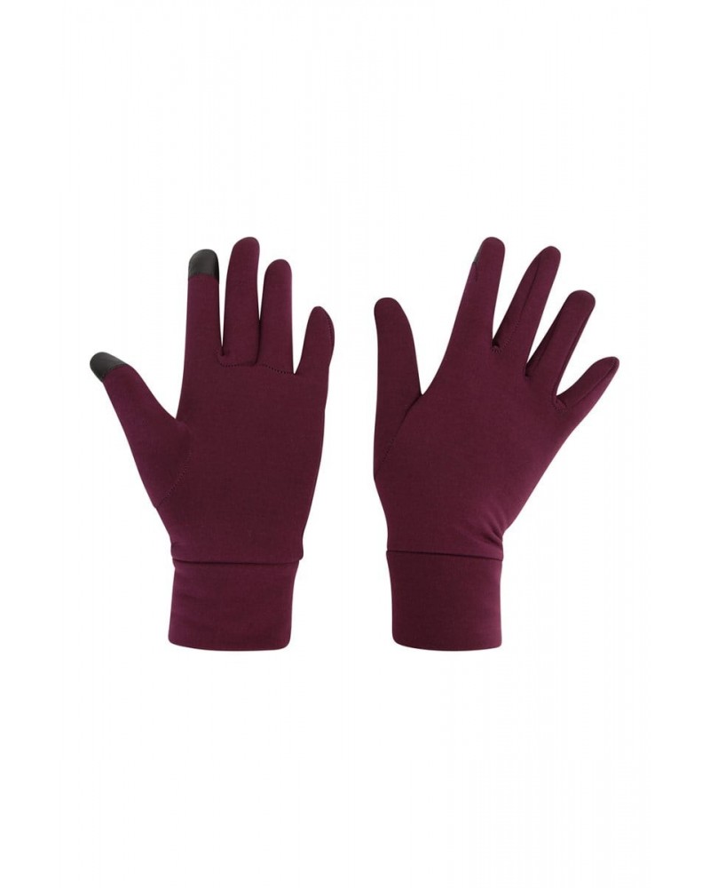 Touch Screen Womens Liner Gloves Burgundy $14.24 Ski