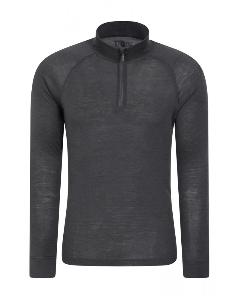 Merino II Mens Zip Neck Base Layer Top Dark Grey $25.19 Thermals