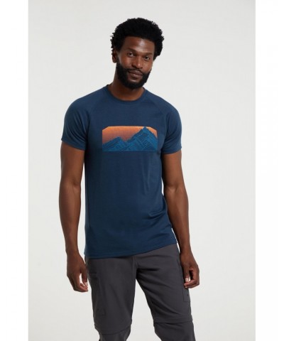 Quest Mens Printed Merino Thermal T-Shirt Navy $18.00 Tops