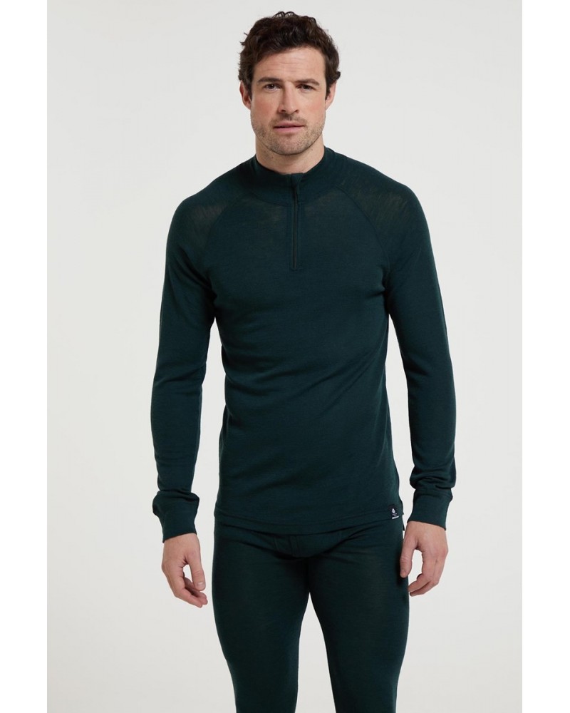 Merino II Mens Zip Neck Base Layer Top Dark Green $21.60 Thermals