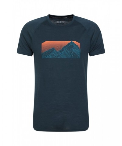 Quest Mens Printed Merino Thermal T-Shirt Navy $18.00 Tops