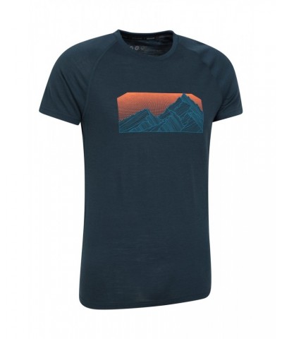 Quest Mens Printed Merino Thermal T-Shirt Navy $18.00 Tops