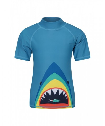 Printed Kids Rash Guard and Shorts Two Tone Blue $12.99 Tops