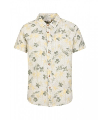 Tropical Printed Mens Short Sleeved Shirt Khaki $14.19 Tops