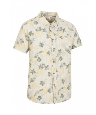 Tropical Printed Mens Short Sleeved Shirt Khaki $14.19 Tops