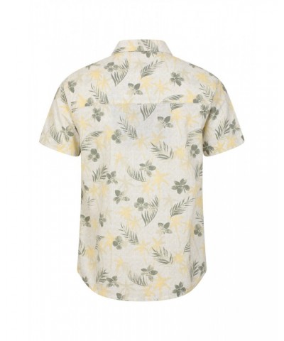 Tropical Printed Mens Short Sleeved Shirt Khaki $14.19 Tops