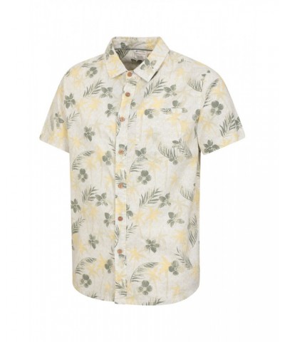 Tropical Printed Mens Short Sleeved Shirt Khaki $14.19 Tops