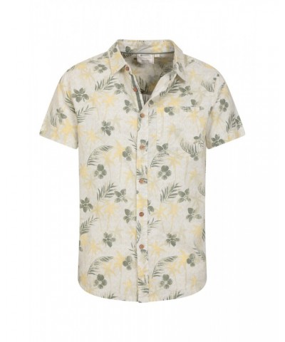 Tropical Printed Mens Short Sleeved Shirt Khaki $14.19 Tops