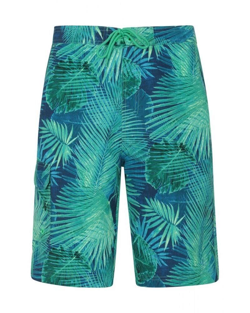 Ocean Printed Mens Boardshorts Bright Green $13.24 Pants