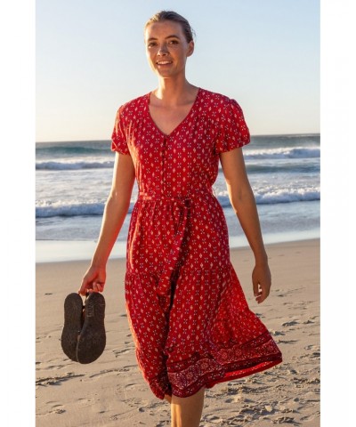 Morocco Womens Midi Dress Rust $24.75 Dresses & Skirts