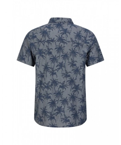 Tropical Printed Mens Short Sleeved Shirt Denim $14.85 Tops