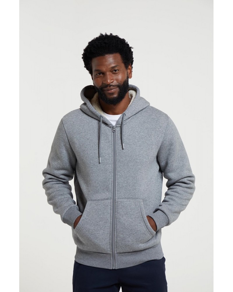 Dalton Mens Sherpa Lined Hoodie Grey $27.60 Tops