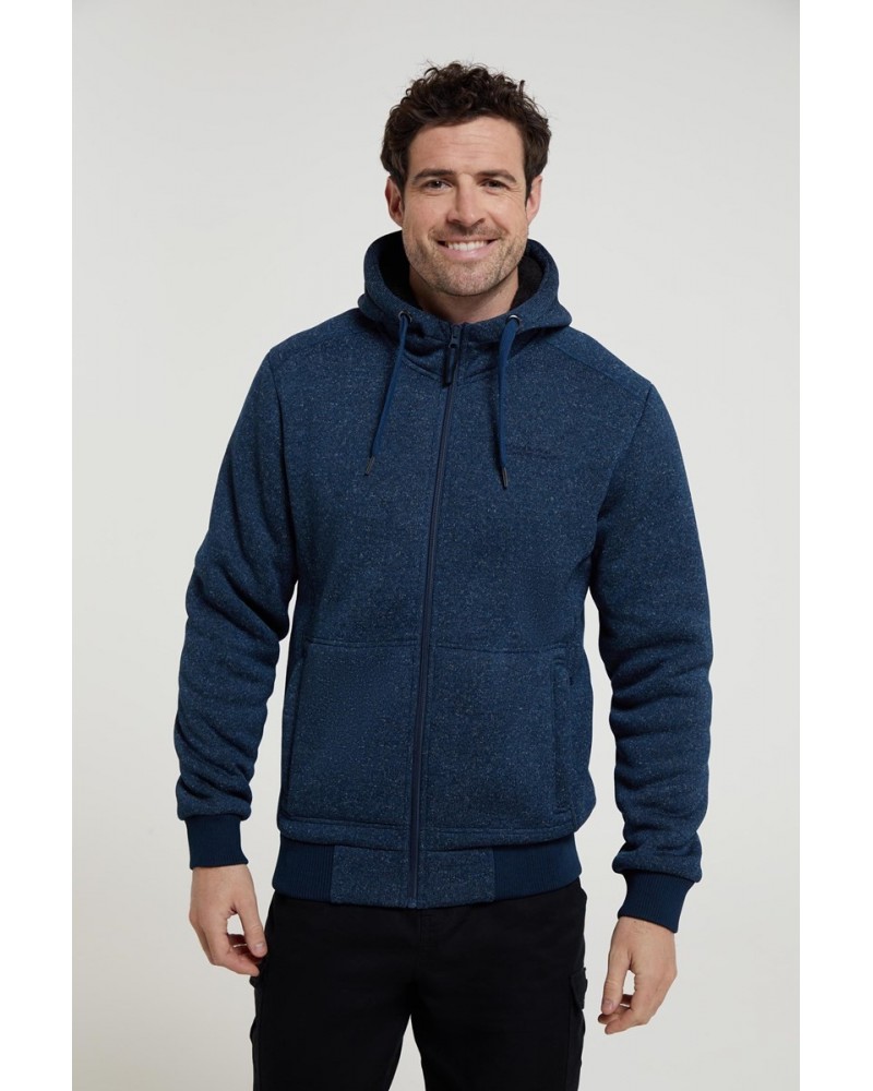 Nevis II Mens Fur Lined Hoodie Dark Blue $30.80 Tops