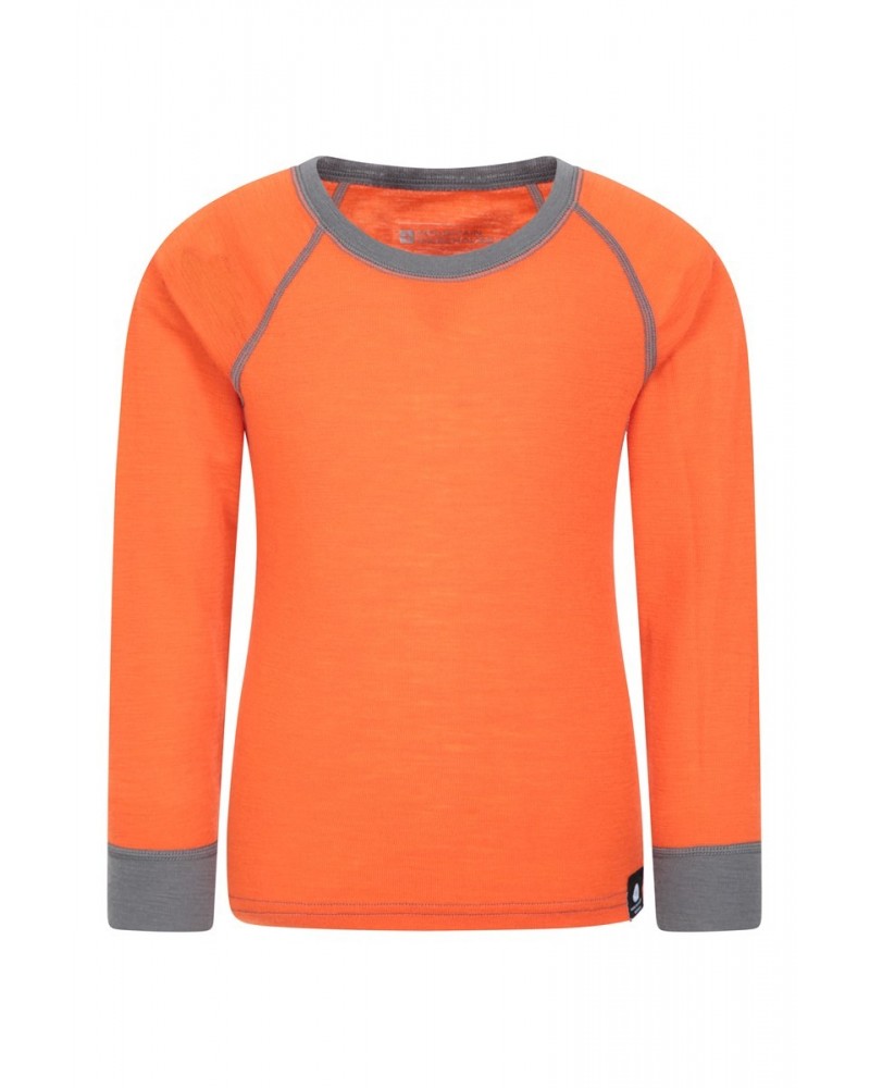 Merino II Kids Round Neck Base Layer Top Orange $13.86 Base Layers