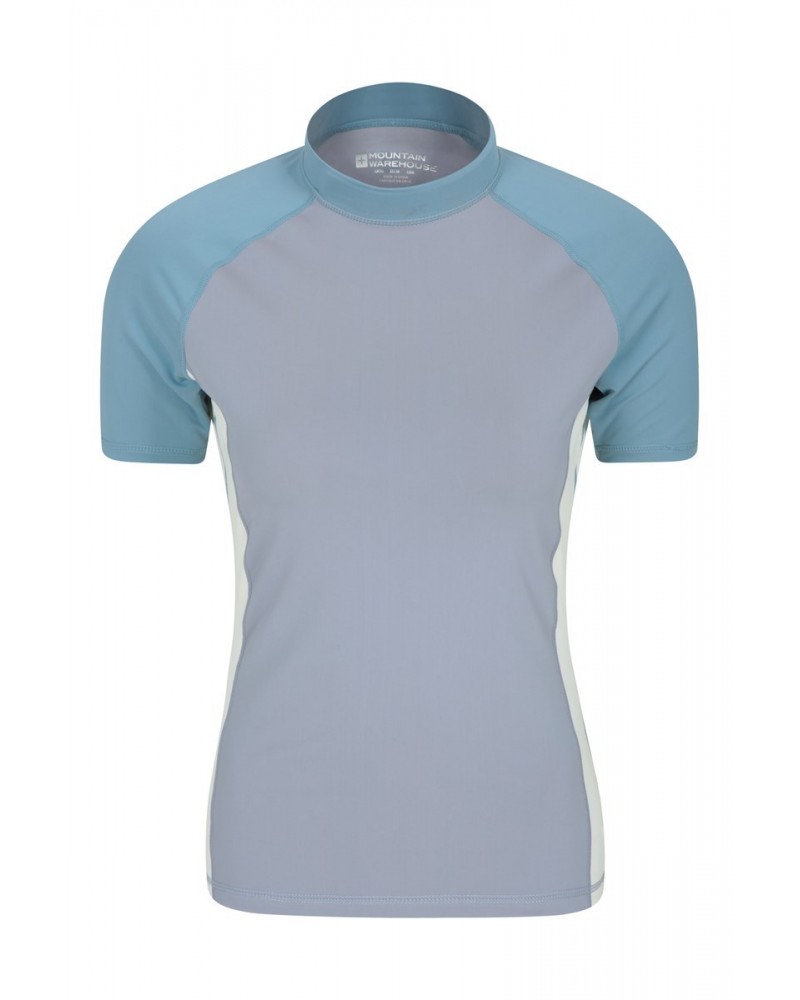 Womens UV Rash Guard Pale Blue $19.79 Swimwear