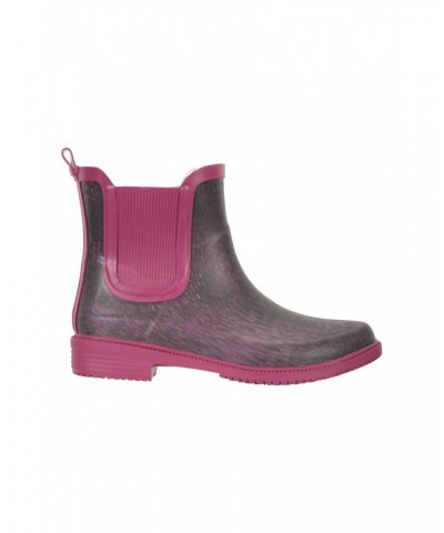 Womens Printed Winter Rubber Ankle Rain Boots Purple $26.54 Footwear