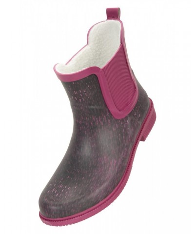 Womens Printed Winter Rubber Ankle Rain Boots Purple $26.54 Footwear