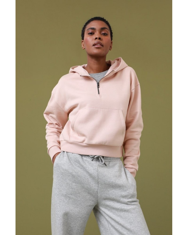 Womens Zip Front Hoodie Pale Pink $14.35 Tops