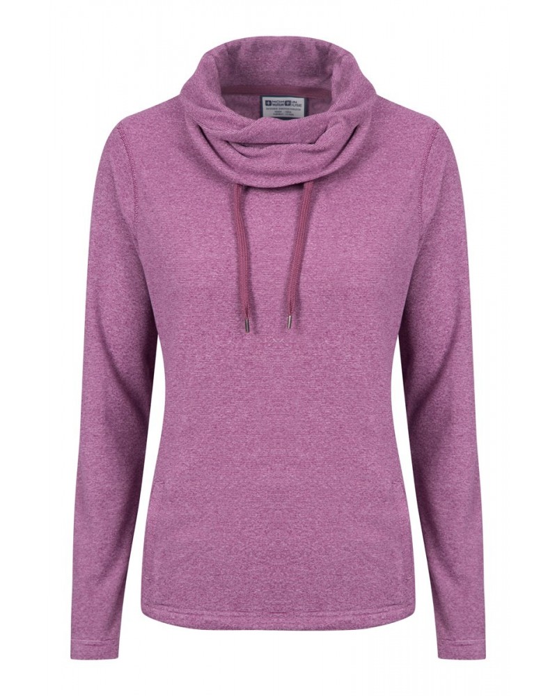 Hebridean Womens Cowl Neck Sweatshirt Purple $20.34 Fleece