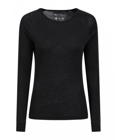 Merino Womens Round Neck Top 2-Pack Black $28.20 Thermals