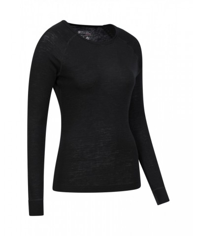 Merino Womens Round Neck Top 2-Pack Black $28.20 Thermals