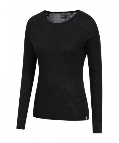 Merino Womens Round Neck Top 2-Pack Black $28.20 Thermals