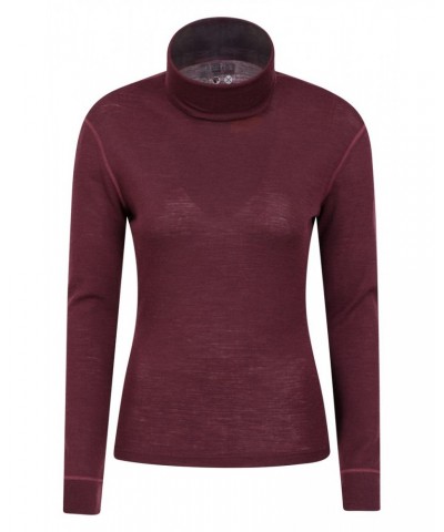 Womens Merino Roll Neck Top Burgundy $19.60 Thermals