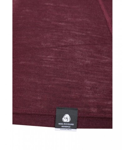 Womens Merino Roll Neck Top Burgundy $19.60 Thermals