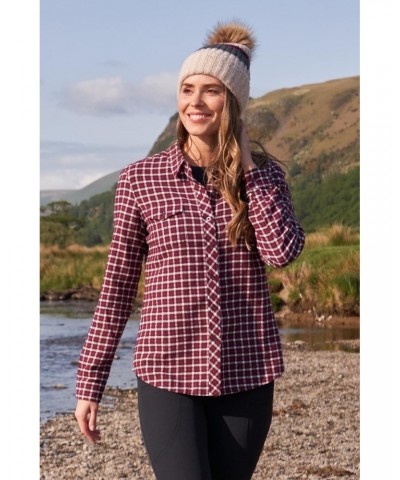 Willow Brushed Flannel Womens Shirt Berry $12.99 Tops