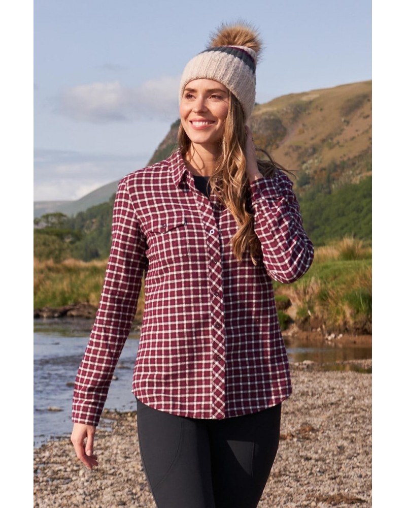 Willow Brushed Flannel Womens Shirt Berry $12.99 Tops