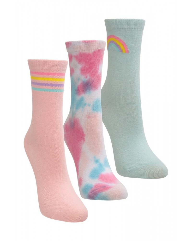 Tie Dye Kids Recycled Socks Multipack Pale Pink $10.25 Accessories