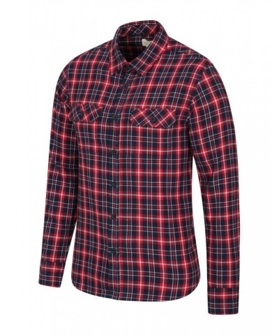 Trace Mens Flannel Long Sleeve Shirt Active Red $13.53 Tops