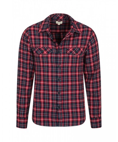 Trace Mens Flannel Long Sleeve Shirt Active Red $13.53 Tops