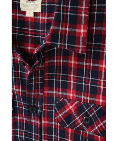 Trace Mens Flannel Long Sleeve Shirt Active Red $13.53 Tops