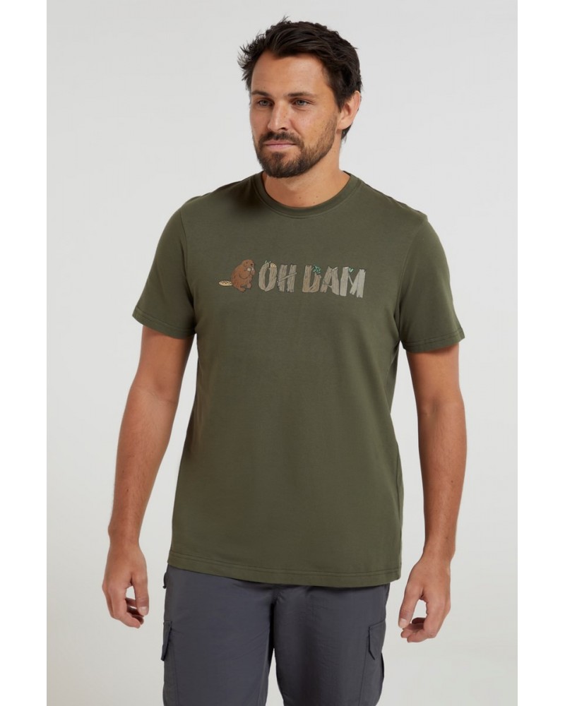 Oh Dam Mens Organic T-Shirt Dark Khaki $18.14 Tops