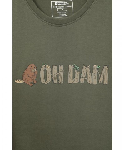 Oh Dam Mens Organic T-Shirt Dark Khaki $18.14 Tops