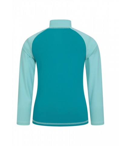 Kids Long Sleeved Rash Guard Teal $19.46 Tops