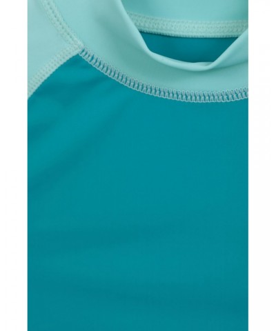 Kids Long Sleeved Rash Guard Teal $19.46 Tops