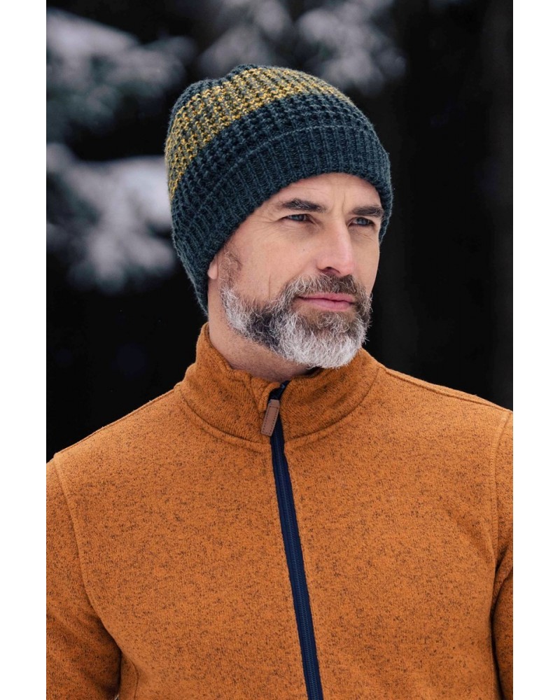 Two-Tone Melange Mens Thermal Beanie Green $14.99 Accessories