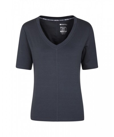 Panna Womens V-Neck T-Shirt Black $11.50 Tops