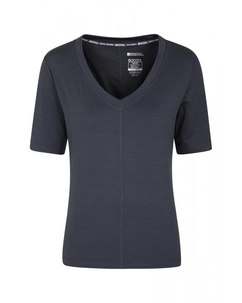 Panna Womens V-Neck T-Shirt Black $11.50 Tops