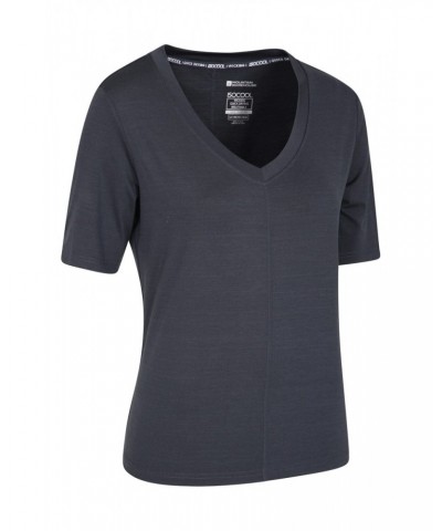 Panna Womens V-Neck T-Shirt Black $11.50 Tops