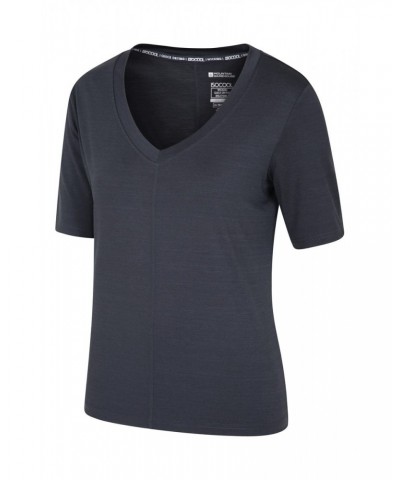 Panna Womens V-Neck T-Shirt Black $11.50 Tops