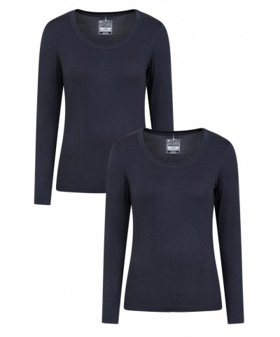 Keep The Heat Womens Round Neck Top 2-Pack Navy $21.59 Thermals