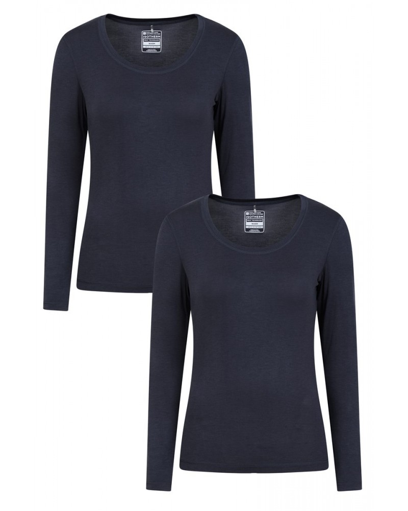 Keep The Heat Womens Round Neck Top 2-Pack Navy $21.59 Thermals