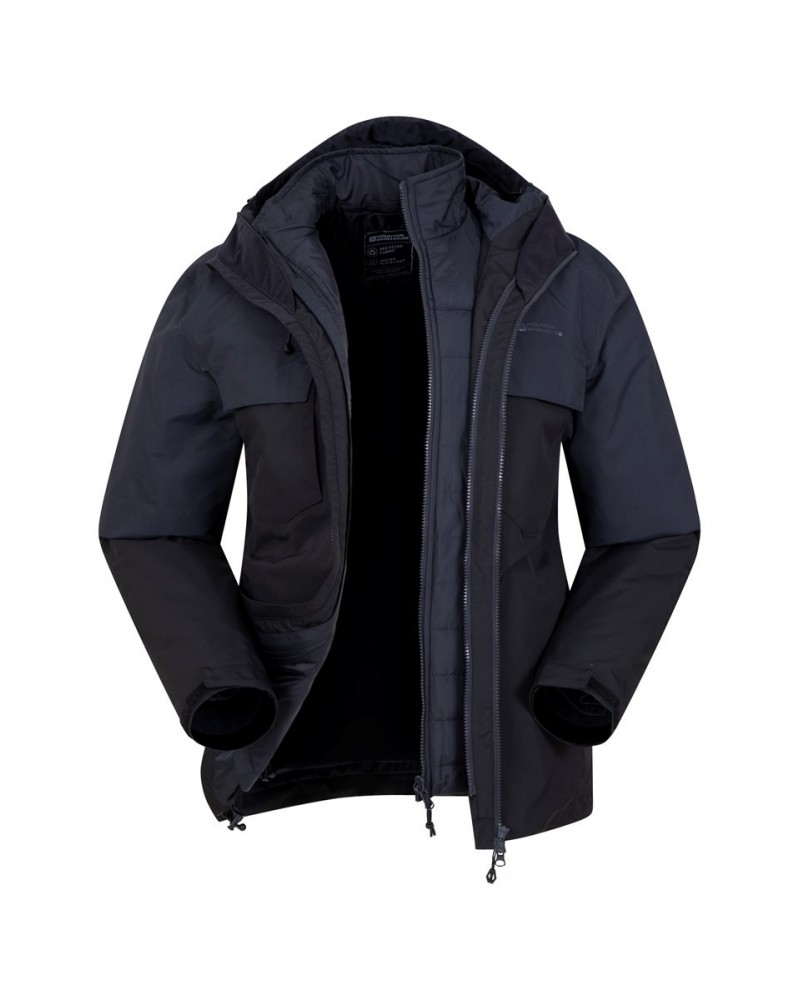 Journey Mens Recycled 3 In 1 Waterproof Jacket Charcoal $53.89 Jackets