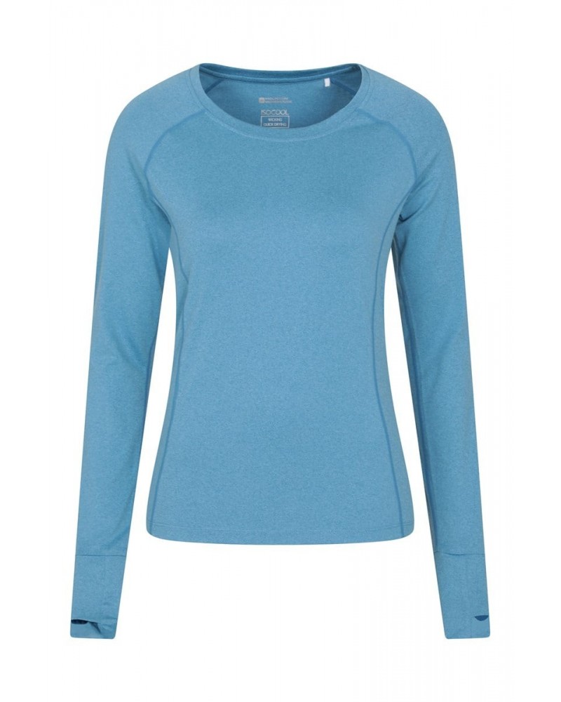 Breeze Recycled Yarn Womens Long Sleeve Tee Pale Blue $12.74 Active